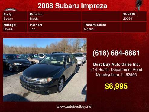 2008 Subaru Impreza 2 5i Premium Package AWD 4dr Sedan 5M w/VDC Call for sale in Murphysboro, IL