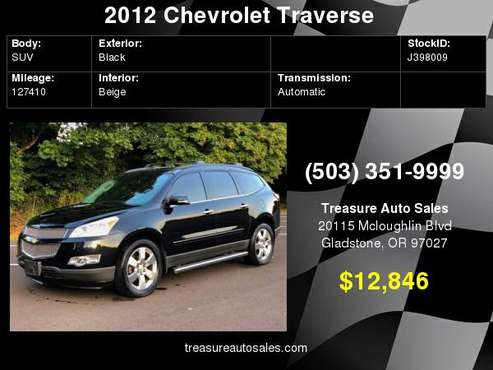 2012 Chevrolet Traverse LTZ AWD 4dr SUV ,leather , 3rd row seat for sale in Gladstone, OR
