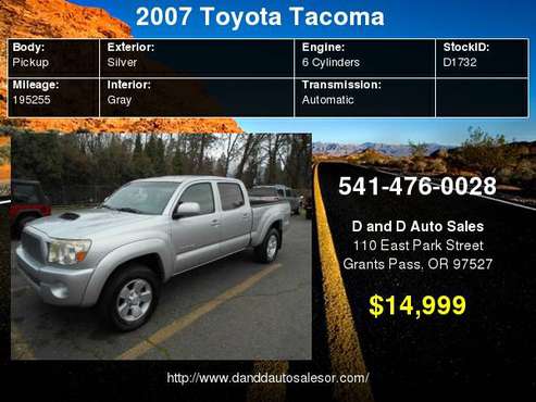 2007 Toyota Tacoma 4WD Double 141 V6 AT D AND D AUTO for sale in Grants Pass, OR
