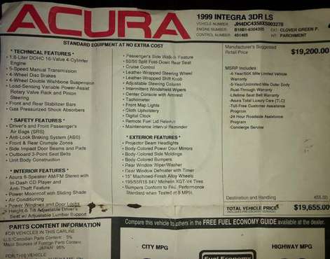 I Quit -1999 Acura Integra LS 5 Speed - cars & trucks - by owner -... for sale in Camarillo, CA