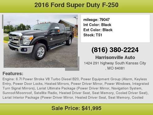 2016 Ford Super Duty F250 4x4 Lariat FX4 Over 180 Vehicles for sale in South Kansas City, MO