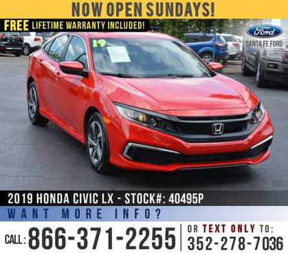 *** 2019 Honda Civic LX *** Keyless Entry - Bluetooth - Cruise -... for sale in Alachua, FL