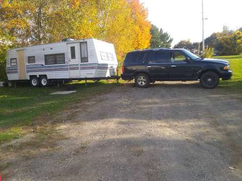 (ForSale)2000 Lincoln navigator SUV, with a 1988 Tag along Camper for sale in South China, ME