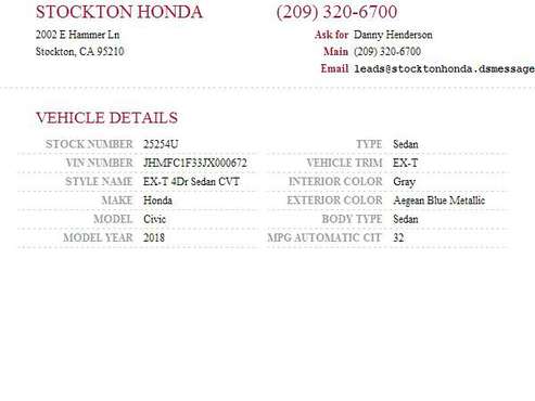 2018 Honda Civic EX-T SKU:25254U Honda Civic EX-T - cars & trucks -... for sale in Stockton, CA