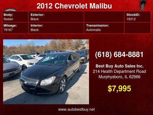 2012 Chevrolet Malibu LT 4dr Sedan w/1LT Call for Steve or Dean for sale in Murphysboro, IL