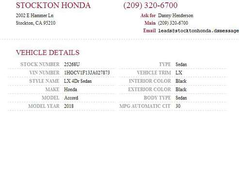 2018 Honda Accord LX SKU:25268U Honda Accord LX - cars & trucks - by... for sale in Stockton, CA