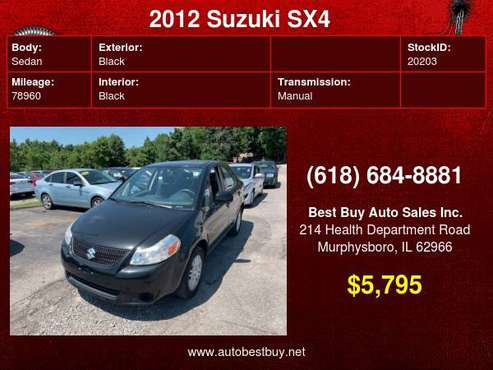 2012 Suzuki SX4 LE 4dr Sedan Call for Steve or Dean for sale in Murphysboro, IL