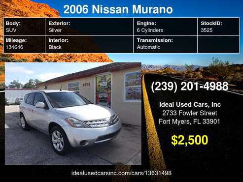 2006 Nissan Murano 4dr S V6 2WD with Front & side window defogger... for sale in Fort Myers, FL