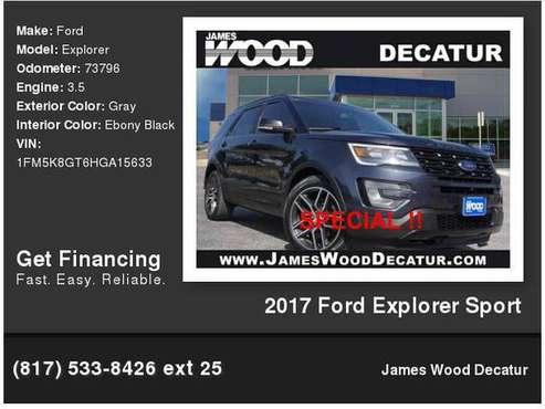 2017 Ford Explorer Sport - cars & trucks - by dealer - vehicle... for sale in Decatur, TX