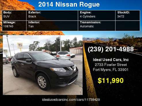 2014 Nissan Rogue FWD 4dr SV with Outboard Front Lap And Shoulder... for sale in Fort Myers, FL
