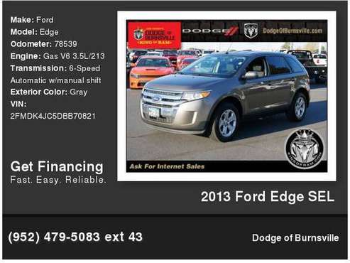 2013 Ford Edge Sel - cars & trucks - by dealer - vehicle automotive... for sale in Burnsville, MN