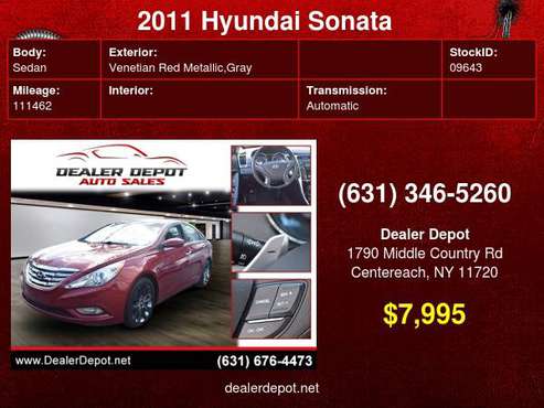 2011 Hyundai Sonata 4dr Sdn 2.4L Auto SE *Ltd Avail* - cars & trucks... for sale in Centereach, NY