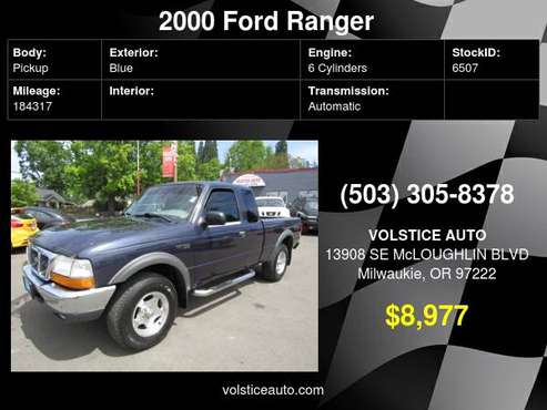 2000 Ford Ranger Supercab XLT 4x4 BLUE SUPER SHARP MUST SEE ! for sale in Milwaukie, OR