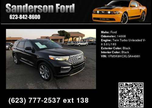 2020 Ford Explorer Platinum 4WD Agate Black - cars & trucks - by... for sale in Glendale, AZ
