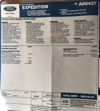 2019 Ford Expedition Platinum 7400 miles for sale in Frederic, MI