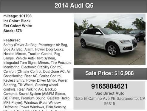 2014 Audi Q5 PRESTIGE QUATTRO HYBRID 1 OWNER - - by for sale in Sacramento , CA