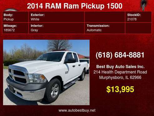 2014 RAM Ram Pickup 1500 Tradesman 4x2 4dr Quad Cab 6 3 ft SB for sale in Murphysboro, IL
