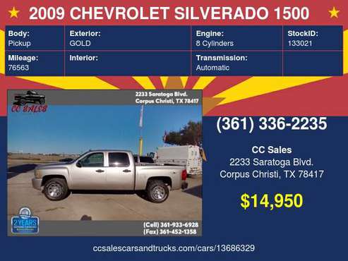 2009 CHEVROLET SILVERADO 1500 - cars & trucks - by dealer - vehicle... for sale in Corpus Christi, TX