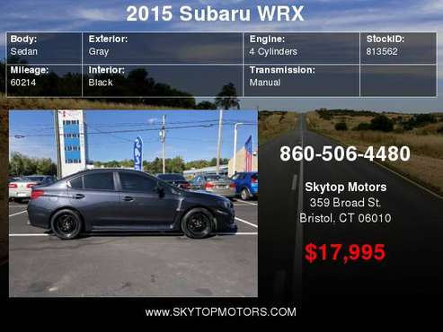 2015 Subaru WRX 4dr Sdn Man Premium for sale in Bristol, CT