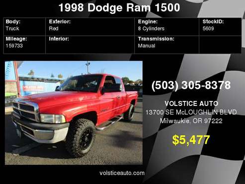 1998 Dodge Ram 1500 4dr Quad Cab 4X4 *RED* 5 SPD MANUAL TRANS NEW... for sale in Milwaukie, OR