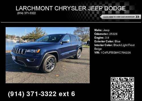 2017 Jeep Grand Cherokee Limited - cars & trucks - by dealer -... for sale in Larchmont, NY