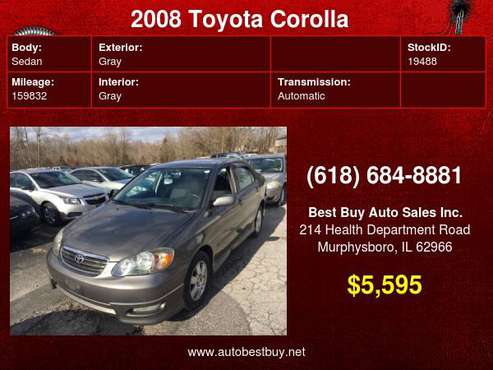 2008 Toyota Corolla S 4dr Sedan 4A Call for Steve or Dean - cars &... for sale in Murphysboro, IL