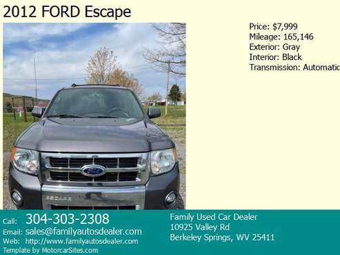 2012 FORD Escape Gray - - by dealer - vehicle for sale in BERKELEY SPRINGS, WV