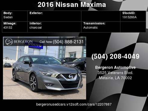 2016 Nissan Maxima 3.5 SV for sale in Metairie, LA