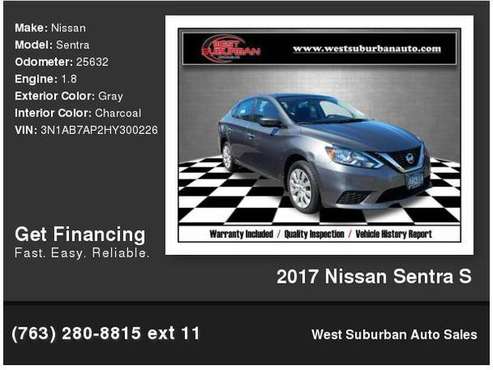 2017 Nissan Sentra S - cars & trucks - by dealer - vehicle... for sale in Buffalo, MN