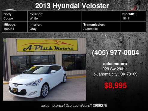 2013 Hyundai Veloster Base 3dr Coupe DCT - - by dealer for sale in Oklahoma City, OK