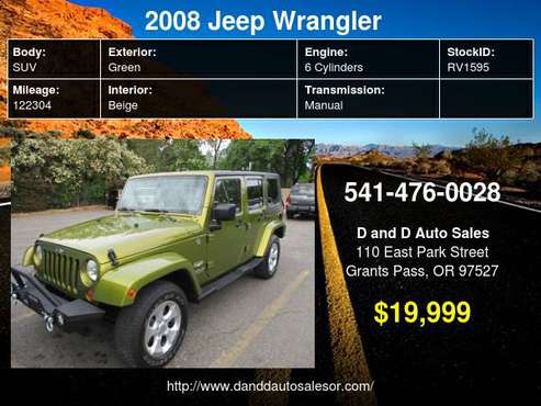 2008 Jeep Wrangler 4WD 4dr Unlimited Sahara D AND D AUTO - cars & for sale in Grants Pass, OR