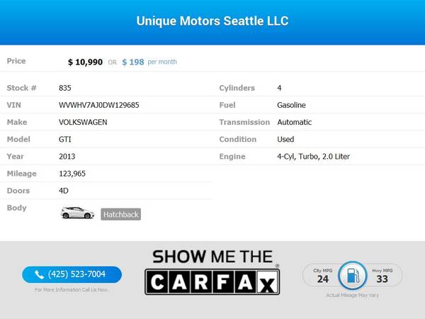 2013 Volkswagen GTI Hatchback 4D mk6 autobahn w/heated seats - cars for sale in Bellevue, WA – photo 2