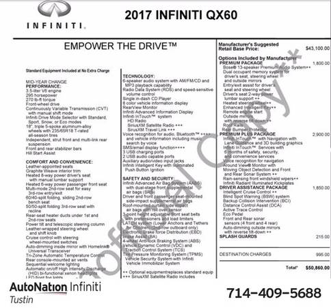 2017 INFINITI QX60 SKU:HC547204 SUV - cars & trucks - by dealer -... for sale in Tustin, CA – photo 2