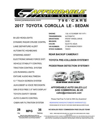 2017 TOYOTA COROLLA LE - SEDAN for sale in Juneau, AK – photo 10