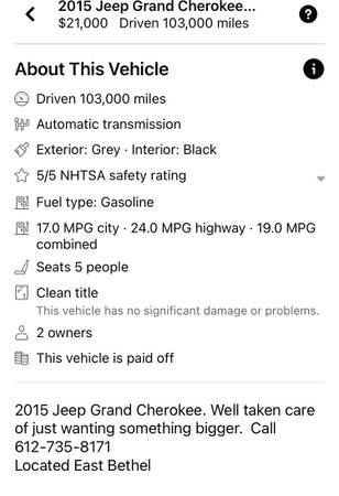 Jeep Grand Cherokee for sale in Bethel, MN – photo 2