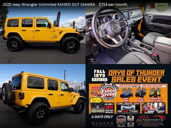 $743/mo - 2020 Jeep Wrangler Unlimited MAXED OUT SAHARA - LIFETIME... for sale in Spokane, ID – photo 13
