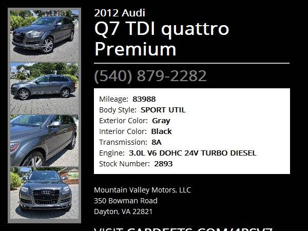 2012 Audi Q7 TDI quattro Premium, Gray for sale in Dayton, VA – photo 22