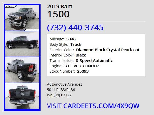 2019 Ram 1500, Diamond Black Crystal Pearlcoat - cars & trucks - by... for sale in Wall, NJ – photo 22