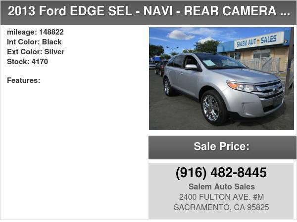 2013 Ford EDGE SEL - NAVI - REAR CAMERA - BLIND SPOT ASSIST for sale in Sacramento, NV – photo 24