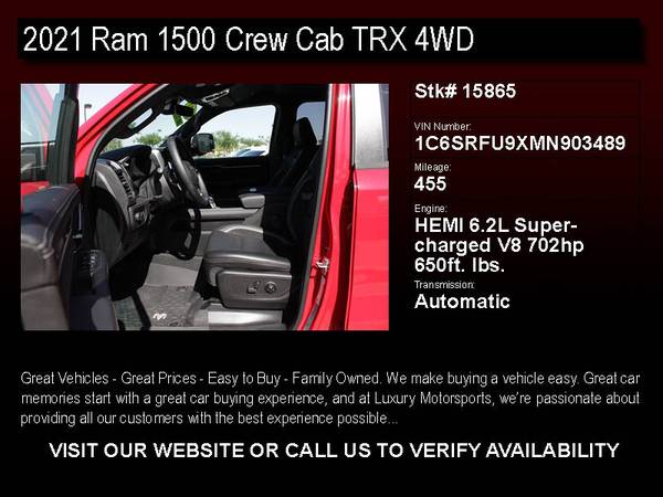 15865 - 2021 Ram 1500 Crew Cab TRX 4WD Flame Red/Diamond Black 21 for sale in Phoenix, AZ – photo 2