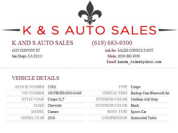 2016 Chevrolet Camaro BackUp Cam Bluetooth Sat Radio SKU:5192t Chevrol for sale in San Diego, CA – photo 23