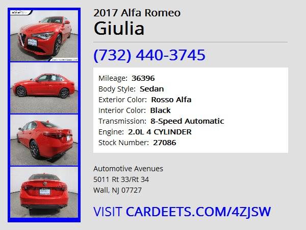 2017 Alfa Romeo Giulia, Rosso Alfa - - by dealer for sale in Wall, NJ – photo 22