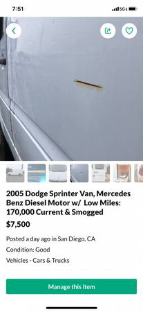 2005 Sprinter cargo Van for sale in San Diego, CA – photo 4