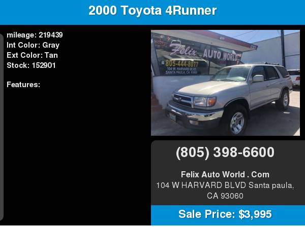 2000 Toyota 4Runner 4dr SR5 3.4L Auto for sale in Santa Paula, CA – photo 10