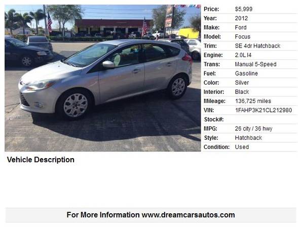2012 FORD FOCUS SE.....EASY FINANCING AVAILABLE..... for sale in Stuart, FL – photo 2