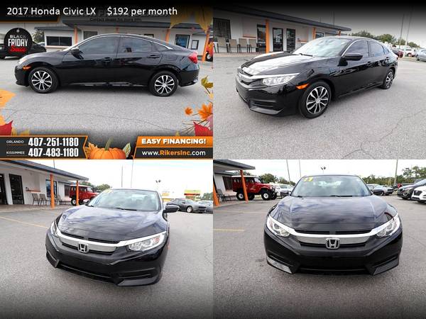 $199/mo - 2017 Honda Civic EX - 100 Approved! - cars & trucks - by... for sale in Kissimmee, FL – photo 6