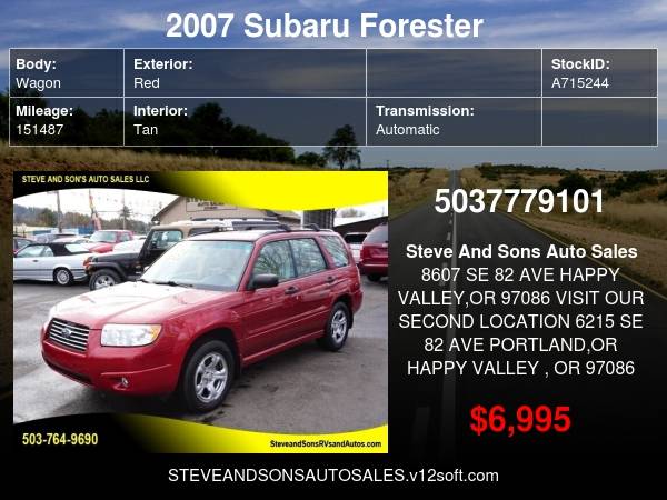 2007 Subaru Forester 2 5 X AWD 4dr Wagon (2 5L F4 4A) - cars & for sale in Happy valley, OR – photo 24