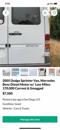 2005 Sprinter cargo Van for sale in San Diego, CA – photo 5