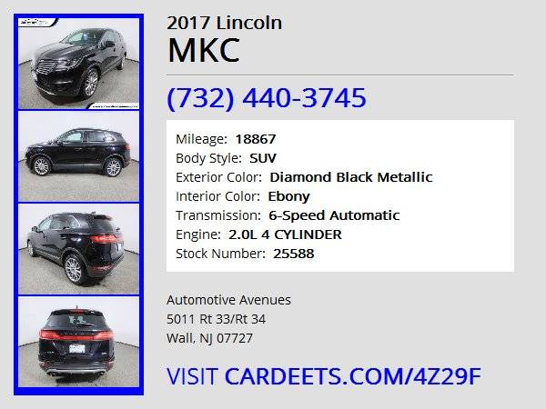 2017 Lincoln MKC, Diamond Black Metallic - cars & trucks - by dealer... for sale in Wall, NJ – photo 22