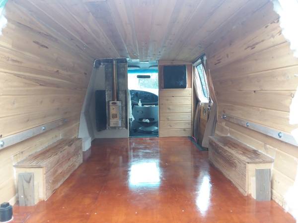 1997 Ford E250 Econoline Camper Van, Cedar Paneling with Wood Stove... for sale in Olympia, WA – photo 8